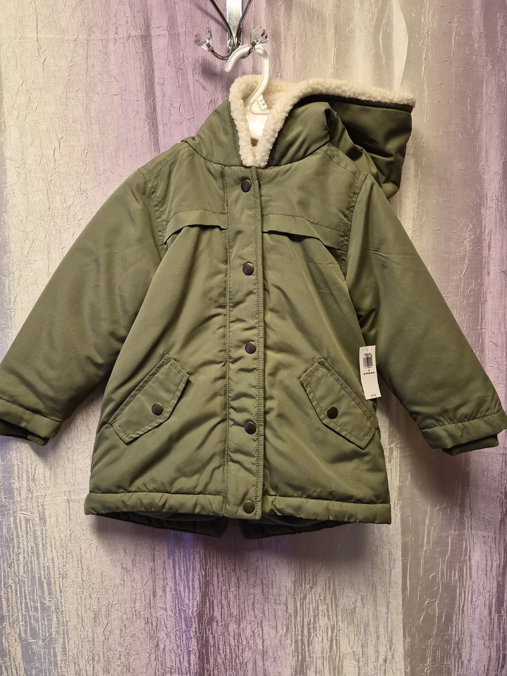 Old Navy Olive Green Hooded Sherpa-Lined Puffer Coat